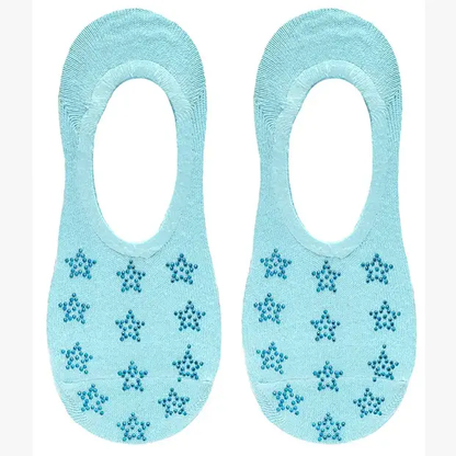 No-Show Liner Socks w/ Crystal Jewels - Stars - Sky Blue