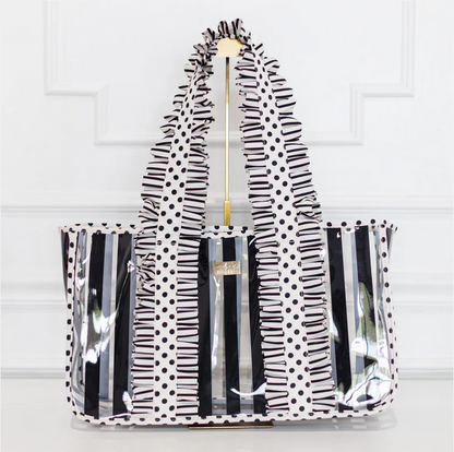 Cabana Club Carryall - Black Polka Stripe - Southern Belle Boutique