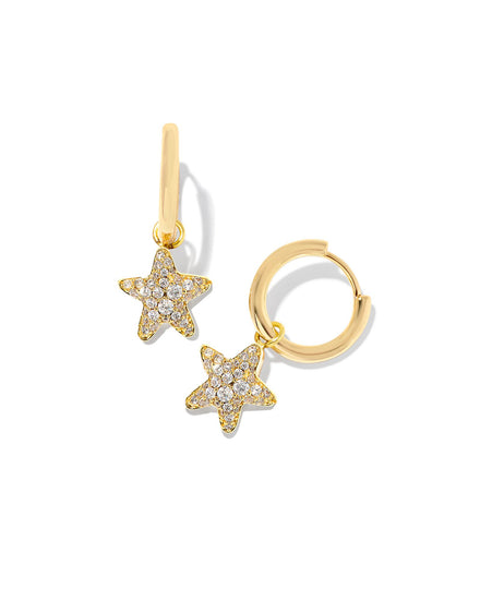 Jae Star Pave Huggie Earrings - Gold White Crystal - Southern Belle Boutique