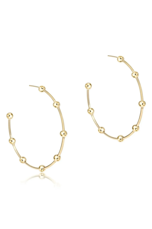 Beaded Simplicity 1.5" Post Hoop - 4mm Gold