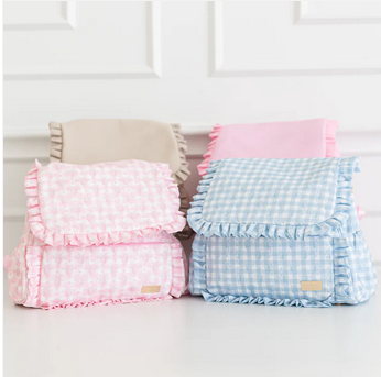 Ruffled Nylon Diaper Bag - Blue Floral - Southern Belle Boutique