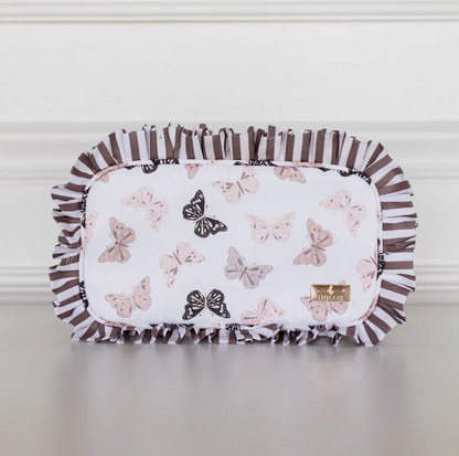 Butterfly Ruffled Nylon Medium Pouch