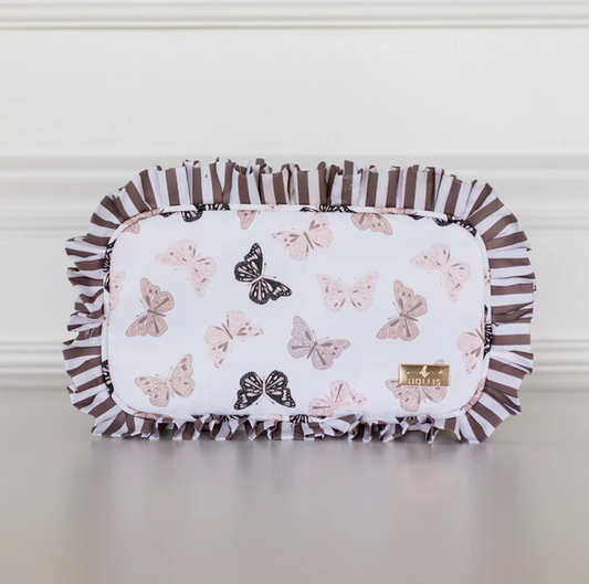 Butterfly Ruffled Nylon Medium Pouch - Southern Belle Boutique