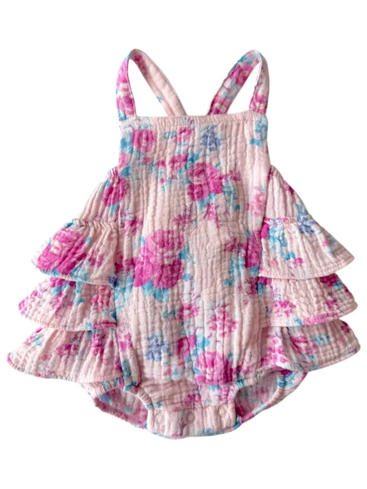 Muslin Ruffle Sunsuit, Garden Secrets - Southern Belle Boutique