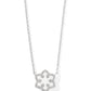 Snowflake Short Pendant Necklace Silver White Kyocera Opal