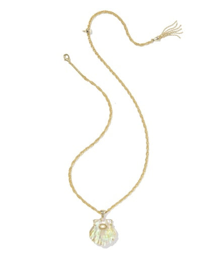 Lucia Shell Short Pendant Necklace Gold Iridescent Abalone - Southern Belle Boutique