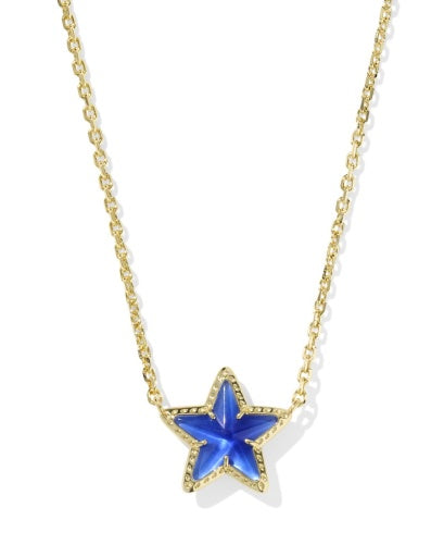 Cassidy Short Pendant Necklace - Gold Cobalt Illusion