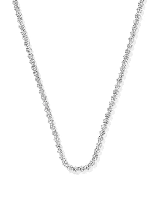 Emery Tennis Necklace - Silver White Crystal