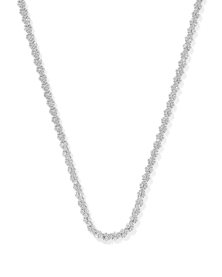 Emery Tennis Necklace - Silver White Crystal