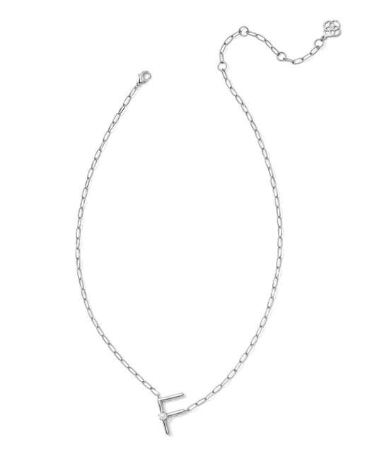 Pearl Letter F Short Pendant Necklace - Silver