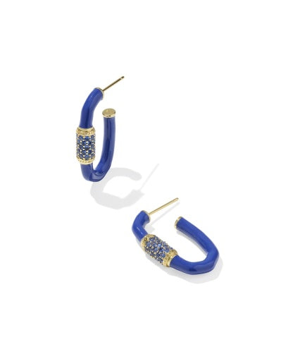 Emery Enamel Hoop Earrings - Gold Cobalt Mix