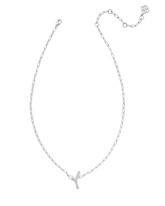 Pearl Initial Y Short Pendant Necklace - Silver - Southern Belle Boutique