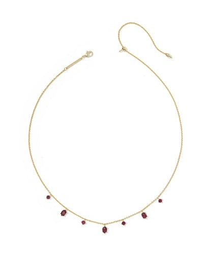 Cailin Delicate Strand Necklace Gold Burgundy Crystal - Southern Belle Boutique