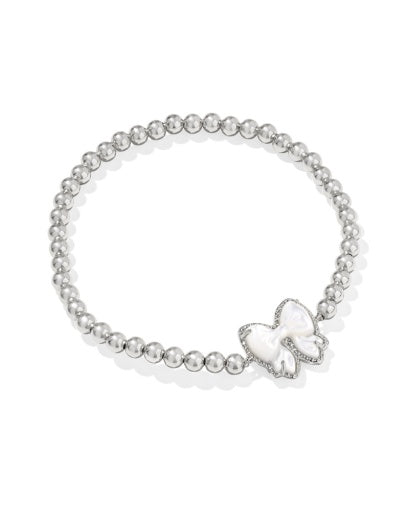 Haley Bow Stretch Bracelet - Silver Ivory Mother Of Pearl