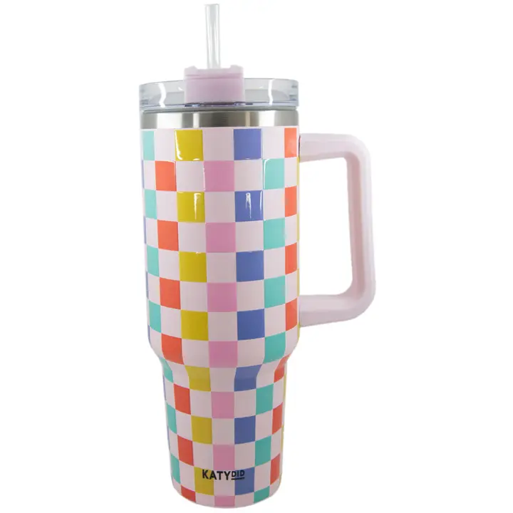 MultiColored Checkered Coffee Tumbler - Southern Belle Boutique