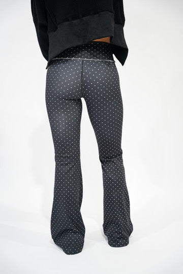 Black Polka Dot High Waist Flare Pants