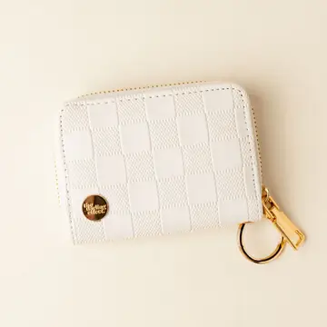 Zip Around Wallet - Check White - Southern Belle Boutique