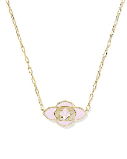 Abbie Medallion Short Pendant Necklace Gold Pink Mix - Southern Belle Boutique