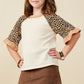 Girls Cheetah Sleeve Raglan Knit Top - Southern Belle Boutique