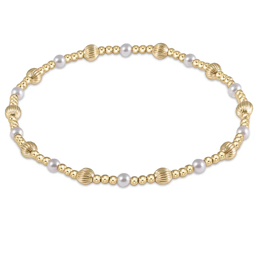 Dignity Sincerity Pattern 4mm Bead Bracelet - Pearl - Southern Belle Boutique