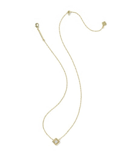 Mallory Crystal Short Pendant Necklace - Gold White Cz - Southern Belle Boutique