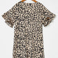 Leopard Print Ruffle Sleeve Shift Dress