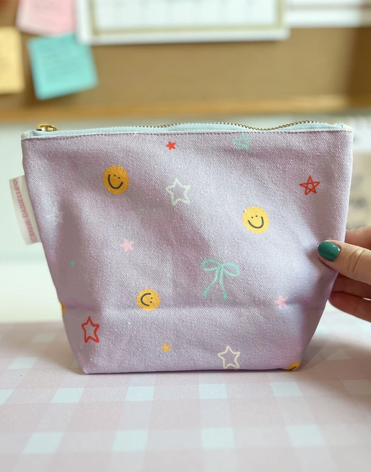 Smiley Faces & Coquette Bows Canvas Pouch - Southern Belle Boutique