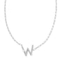 Pearl Initial W Short Pendant Necklace - Silver - Southern Belle Boutique