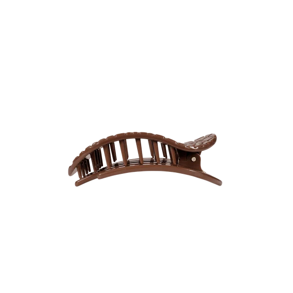 Medium Flat Round Hair Clip - Brown Crocodile