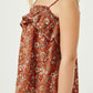 Coral Smocked Floral Print Ruffle Top