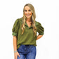 Olive Polka Dot Blouse - Southern Belle Boutique