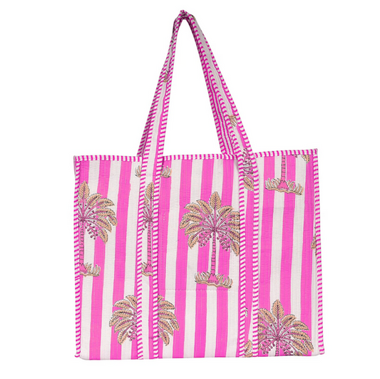 Palm Springs Pink Stripe Tote Bag