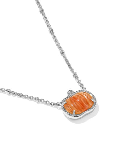 Pumpkin Short Pendant Necklace - Silver Orange Banded Agate - Southern Belle Boutique