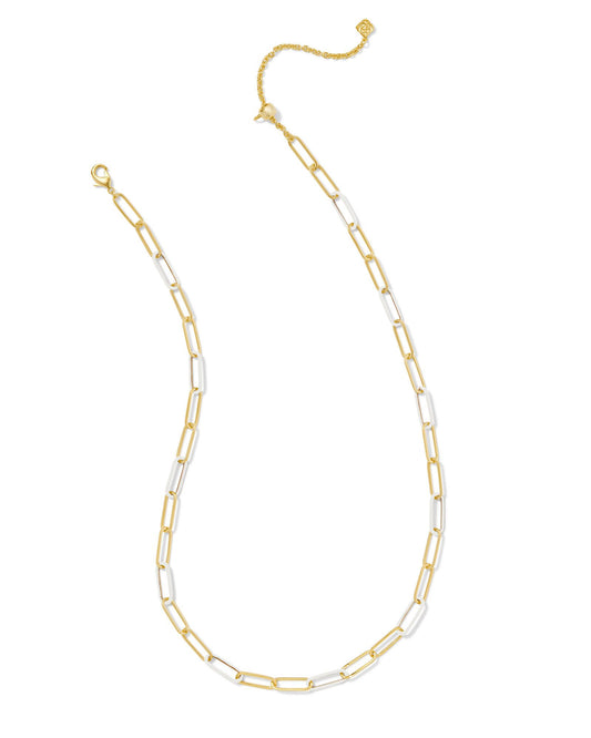 Ainsley Convertible Chain Necklace Gold White Enamel