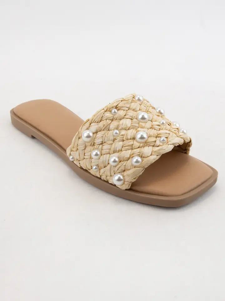 Engine Pearl Raffia Slide Sandal