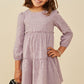 Girls Floral Textured Button Back Ruffle Dress - Southern Belle Boutique