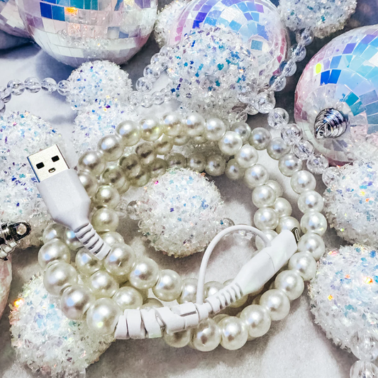 Dual End Bead Phone Charger - Pearl