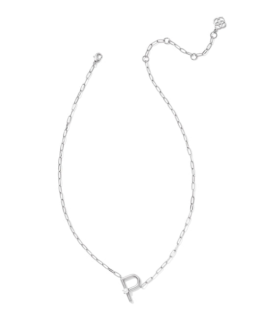Pearl Initial P Short Pendant Necklace - Silver - Southern Belle Boutique
