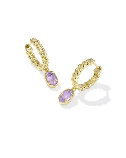 Emilie Huggie Earrings Gold Purple Amethyst - Southern Belle Boutique
