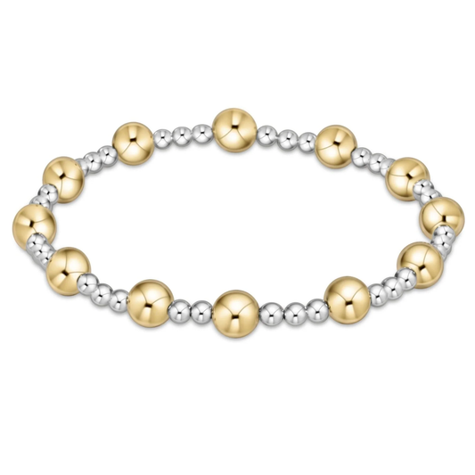 Classic Sincerity Pattern 6mm Bead Bracelet - Mixed Metal