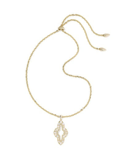 Abbie Crystal Long Pendant Necklace Gold Neutral Mix - Southern Belle Boutique