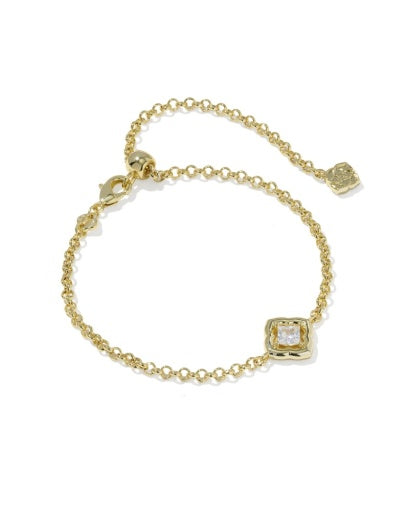 Mallory Crystal Delicate Chain Bracelet - Gold White Cz - Southern Belle Boutique