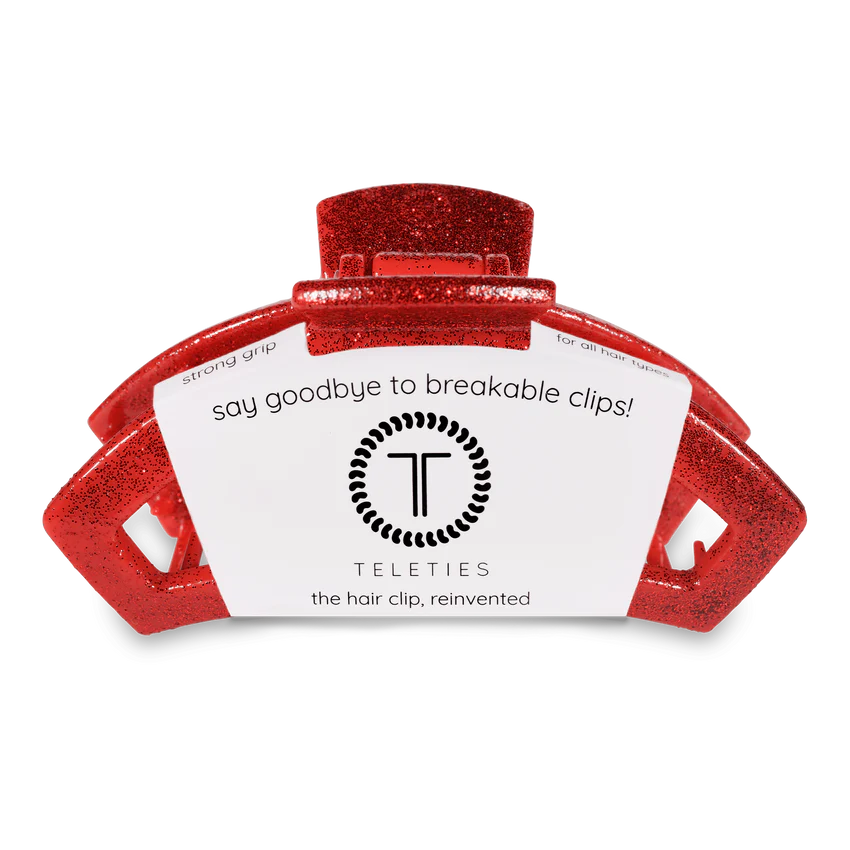 Teleties Open Red Glitter Medium Hair Clip - Southern Belle Boutique