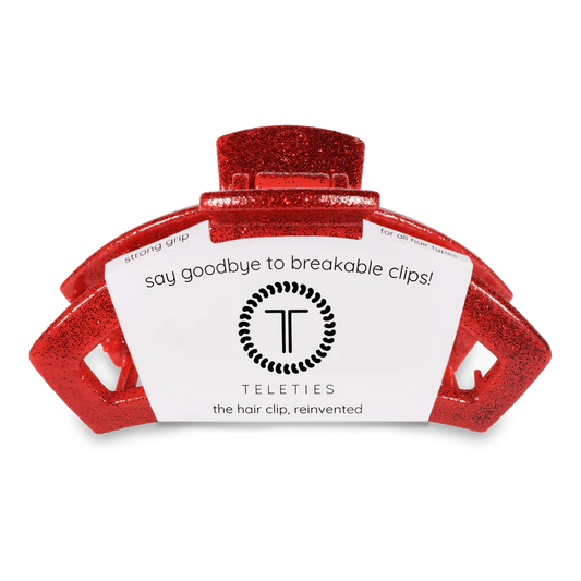 Teleties Open Red Glitter Medium Hair Clip - Southern Belle Boutique