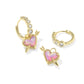 Ari Heart Arrow Huggie Earrings - Gold Pink Opalescent Resin