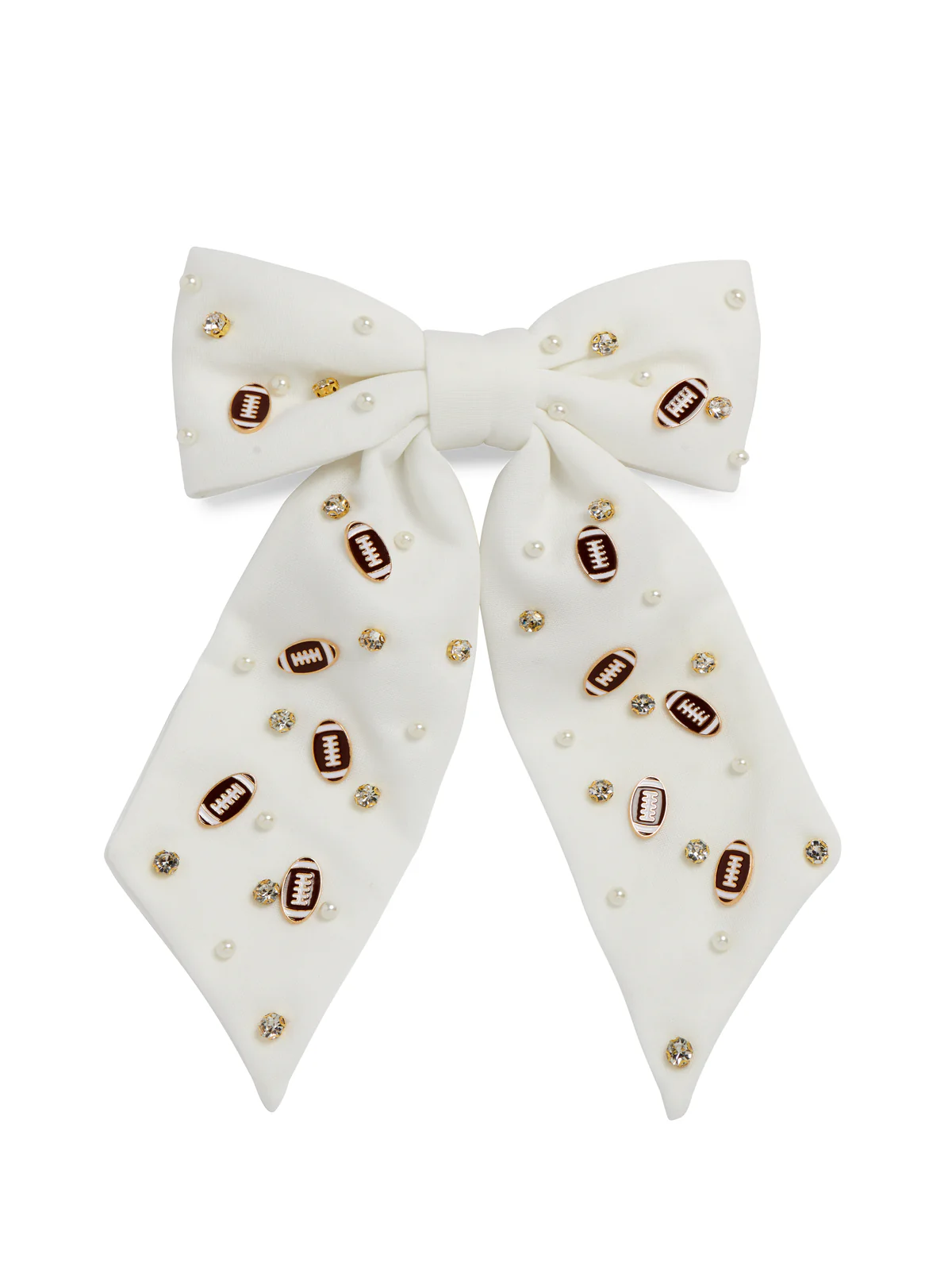 Game Day Charms Bow Clip - Ivory - Southern Belle Boutique