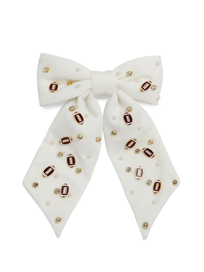 Game Day Charms Bow Clip - Ivory - Southern Belle Boutique