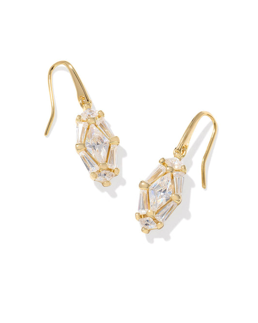 Lindy Rae Lee Drop Earrings Gold White Crystal