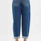 High Rise Fit Barrel Cuffed Jean - Dark Wash