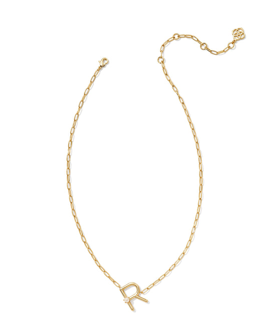Pearl Initial R Short Pendant Necklace - Gold - Southern Belle Boutique